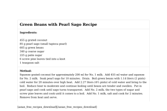 Green Beans with Pearl Sago Recipe