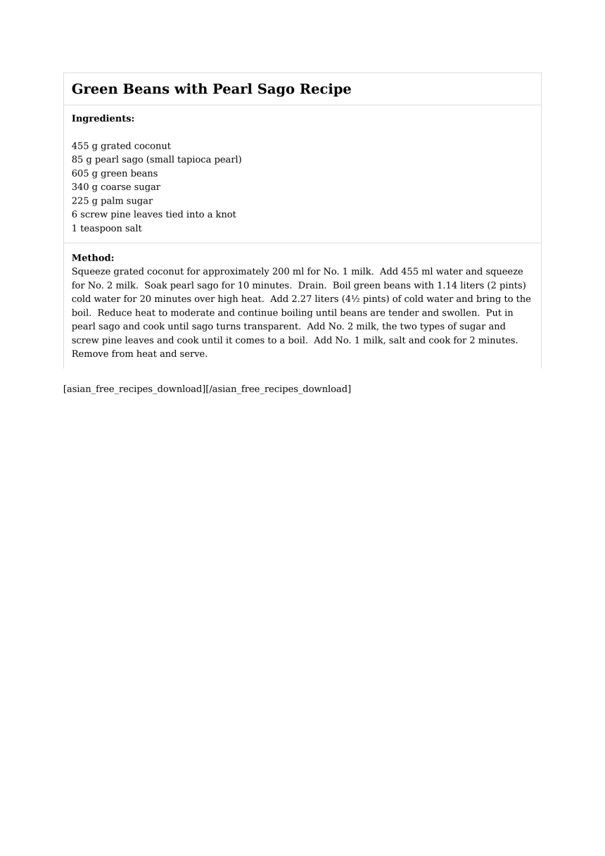 Green Beans with Pearl Sago Recipe