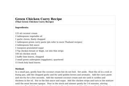 Green Chicken Curry Recipe