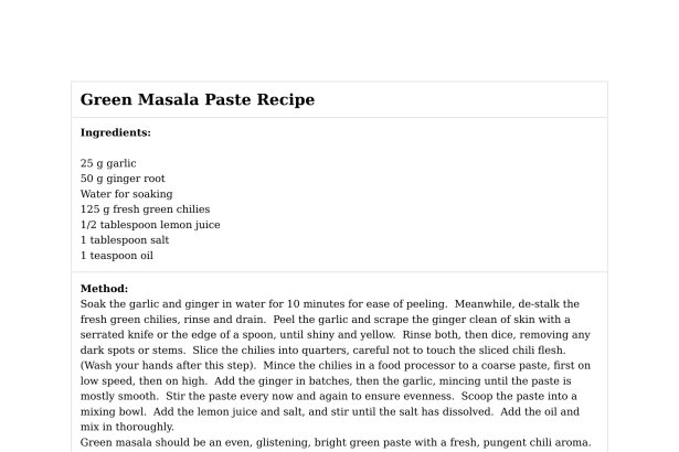 Green Masala Paste Recipe