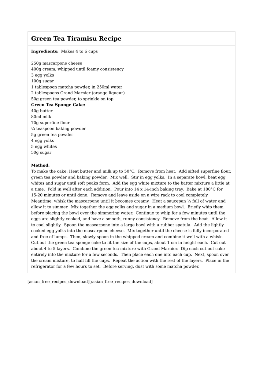 Green Tea Tiramisu Recipe