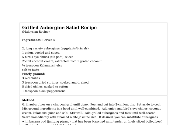 Grilled Aubergine Salad Recipe