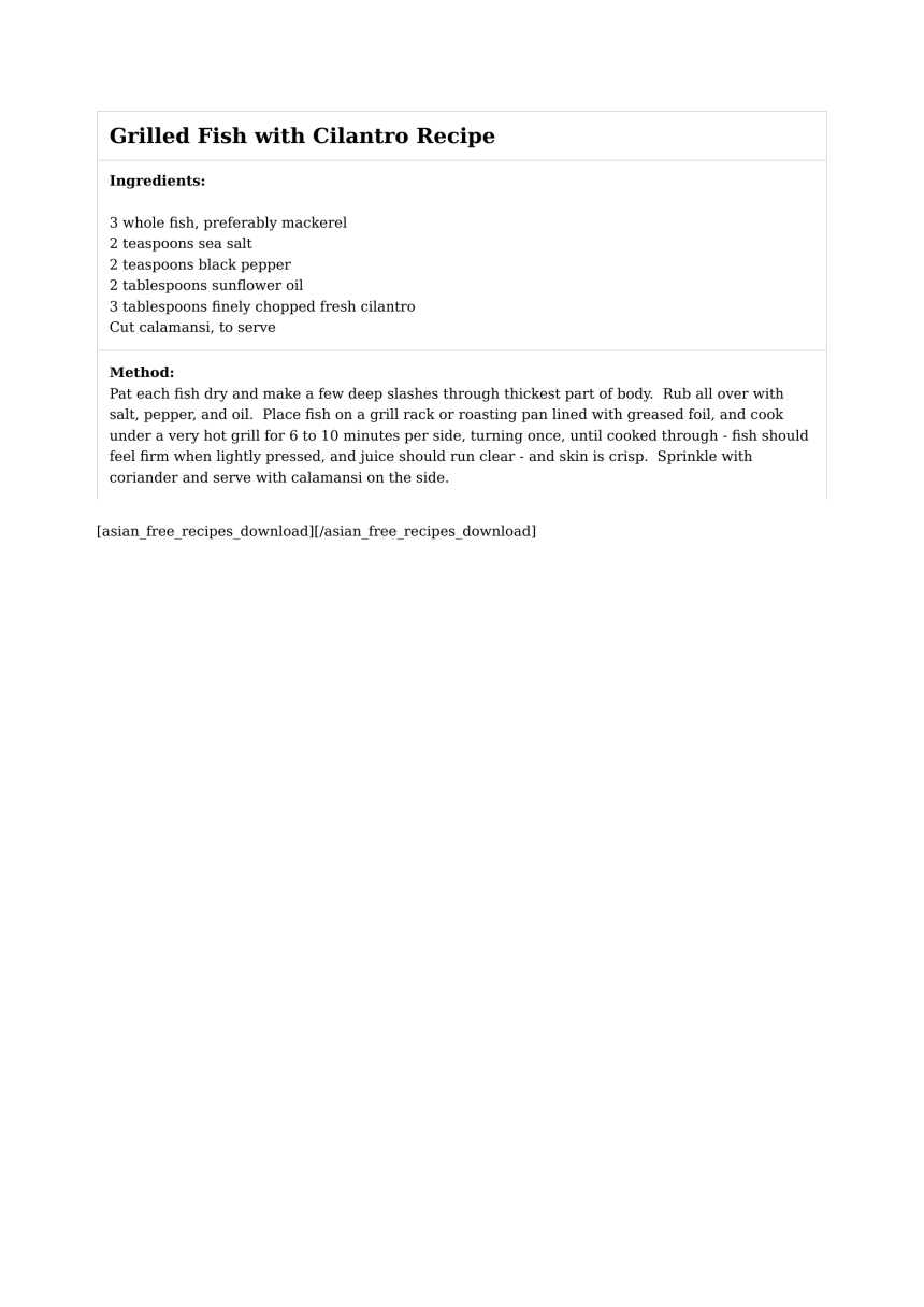 Grilled Fish with Cilantro Recipe