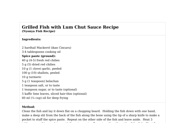 Grilled Fish with Lum Chut Sauce Recipe