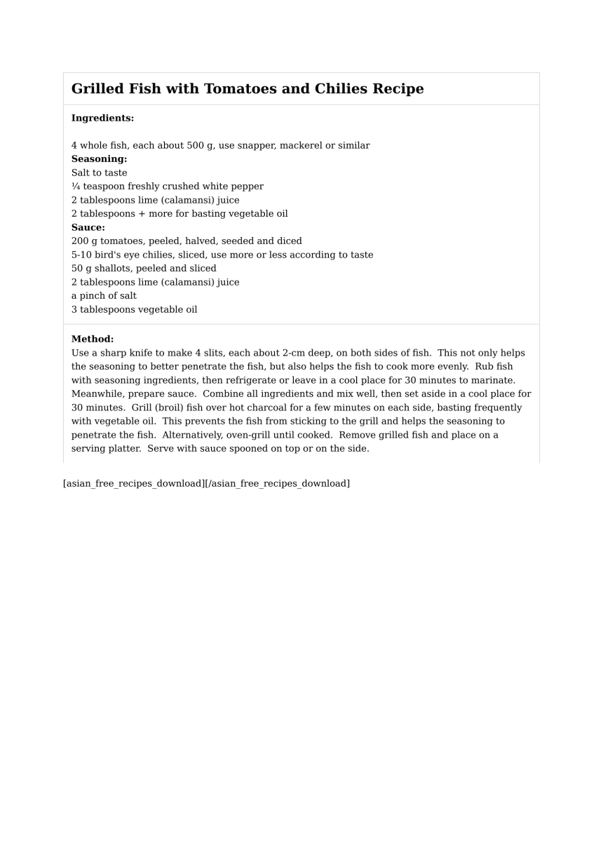 Grilled Fish with Tomatoes and Chilies Recipe