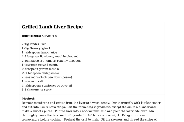 Grilled Lamb Liver Recipe