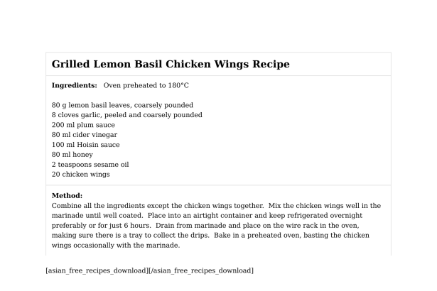 Grilled Lemon Basil Chicken Wings Recipe