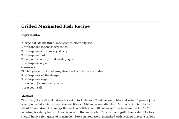 Grilled Marinated Fish Recipe