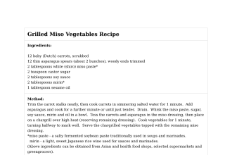 Grilled Miso Vegetables Recipe