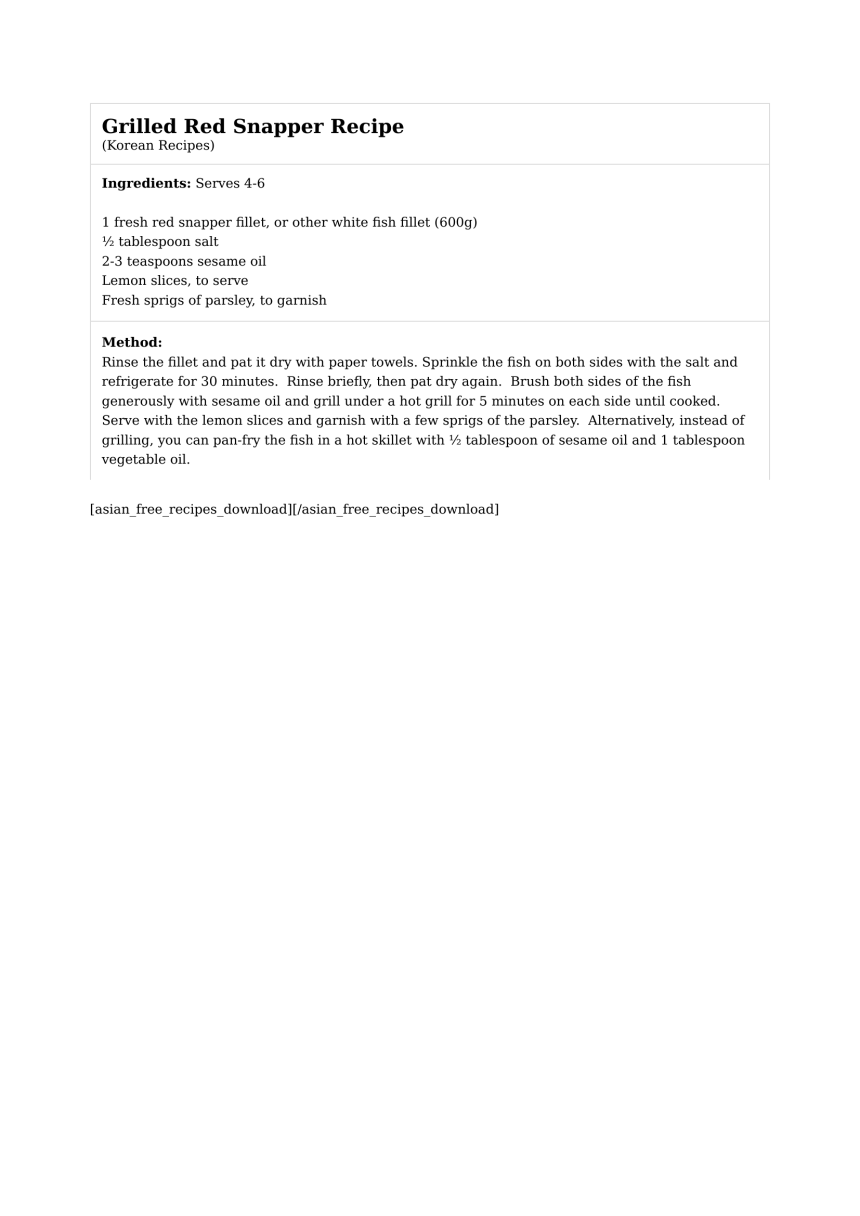 Grilled Red Snapper Recipe