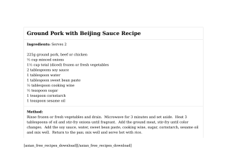 Ground Pork with Beijing Sauce Recipe