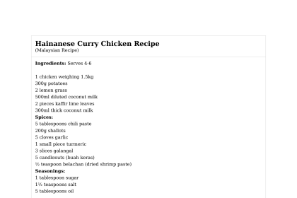 Hainanese Curry Chicken Recipe