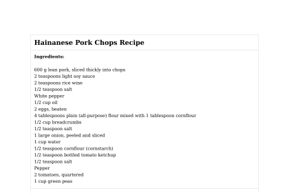 Hainanese Pork Chops Recipe