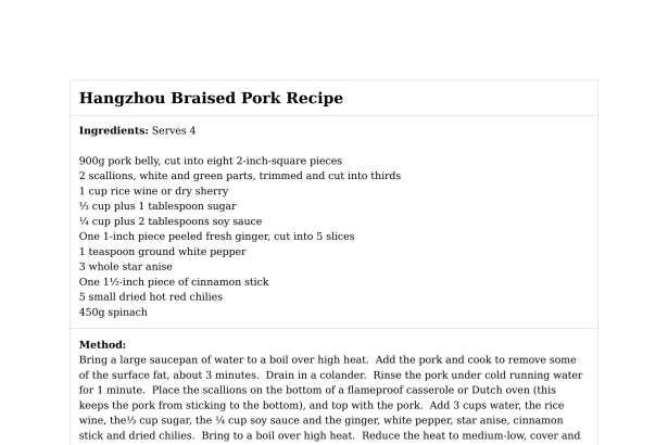 Hangzhou Braised Pork Recipe