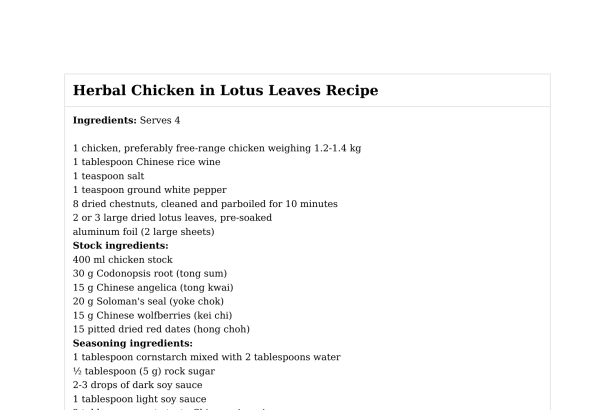 Herbal Chicken in Lotus Leaves Recipe