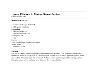 Honey Chicken in Mango Sauce Recipe