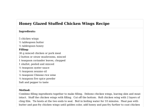 Honey Glazed Stuffed Chicken Wings Recipe