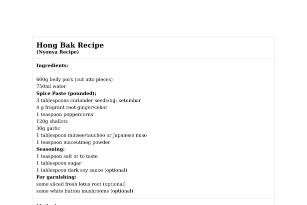 Hong Bak Recipe