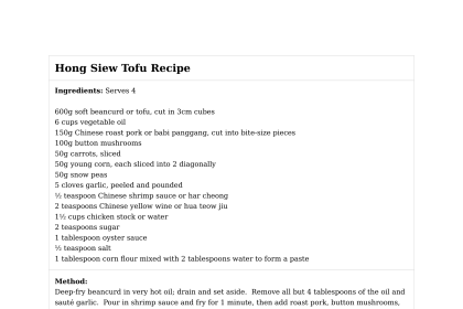 Hong Siew Tofu Recipe