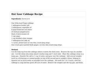 Hot Sour Cabbage Recipe