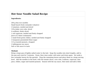 Hot Sour Noodle Salad Recipe