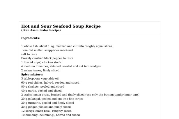 Hot and Sour Seafood Soup Recipe