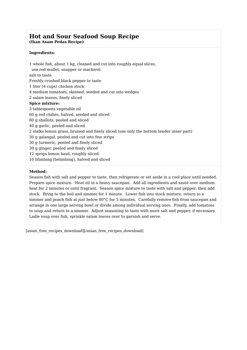 Hot and Sour Seafood Soup Recipe