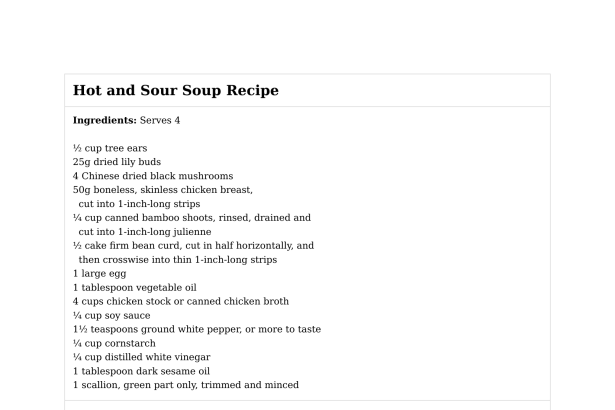 Hot and Sour Soup Recipe