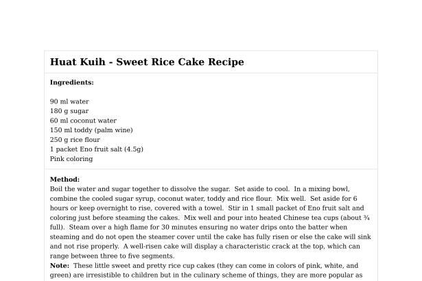 Huat Kuih - Sweet Rice Cake Recipe