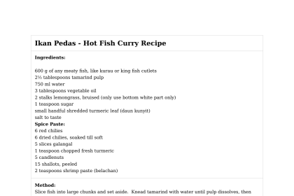 Ikan Pedas - Hot Fish Curry Recipe