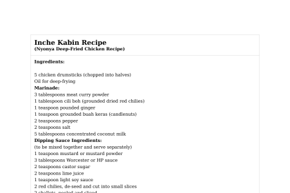Inche Kabin Recipe