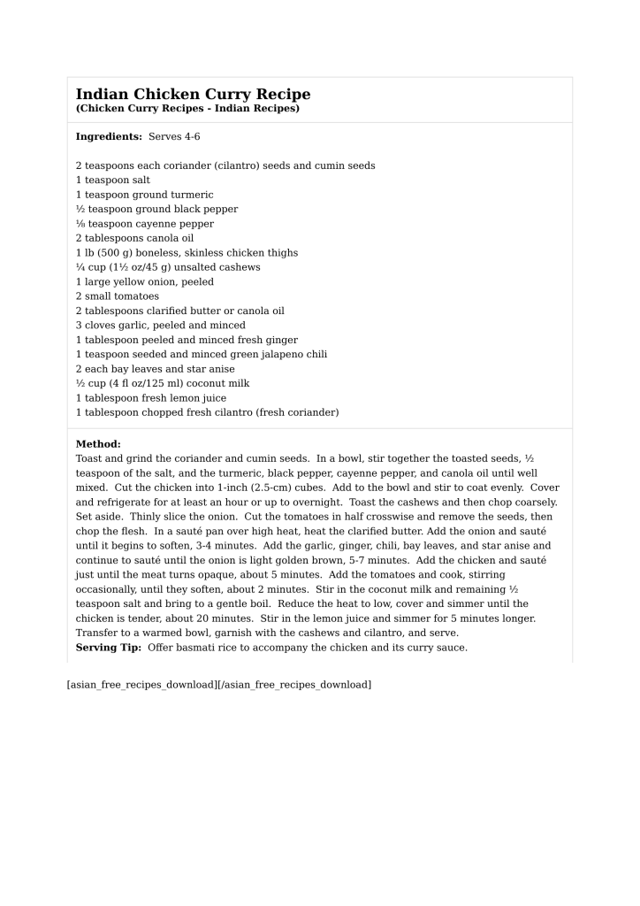 Indian Chicken Curry Recipe