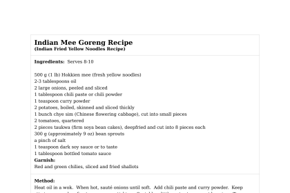 Indian Mee Goreng Recipe