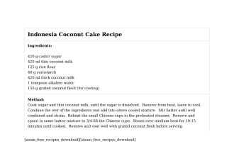 Indonesia Coconut Cake Recipe