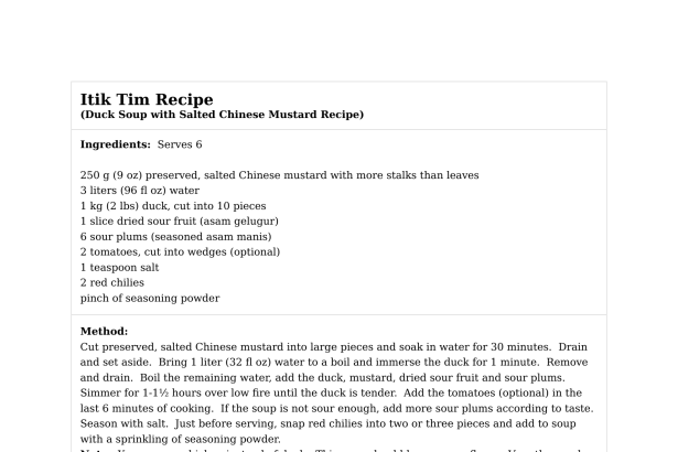 Itik Tim Recipe