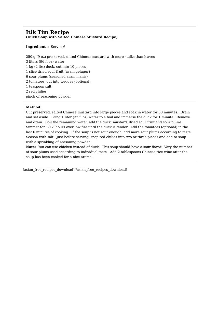 Itik Tim Recipe