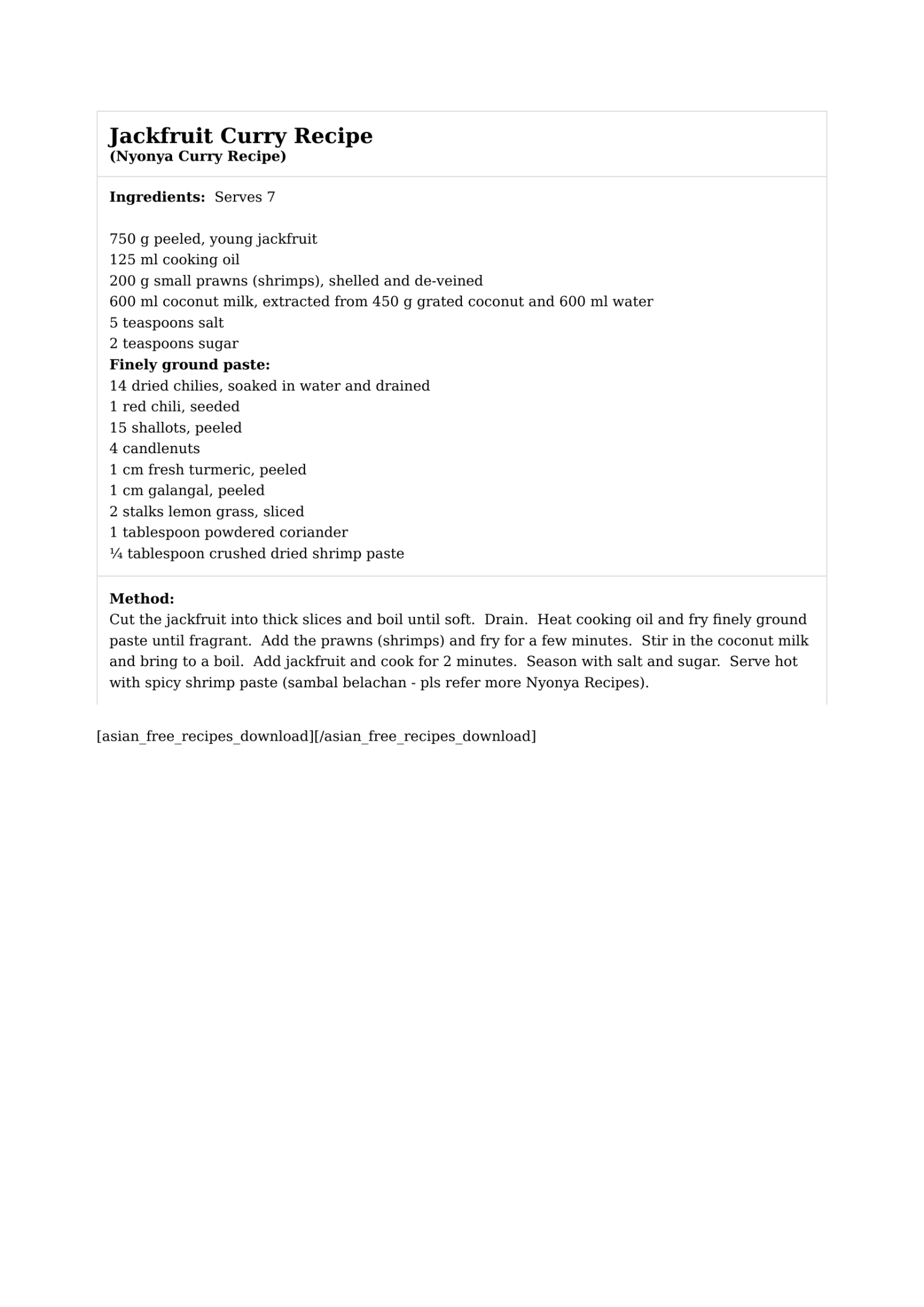 Jackfruit Curry Recipe