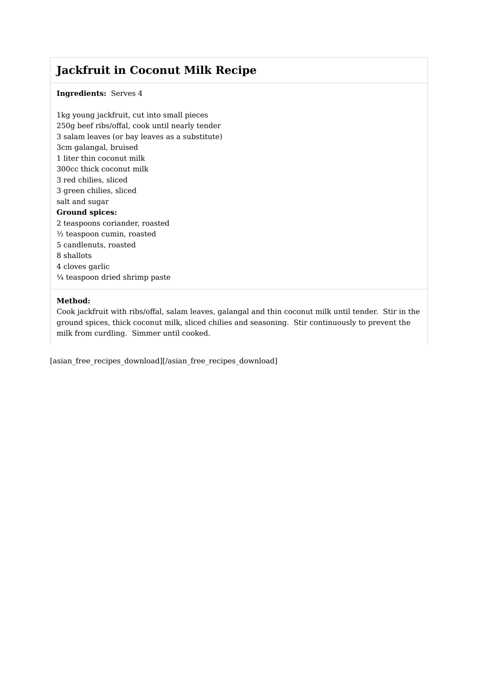 Jackfruit in Coconut Milk Recipe