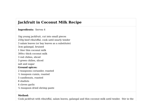 Jackfruit in Coconut Milk Recipe