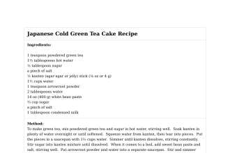 Japanese Cold Green Tea Cake Recipe