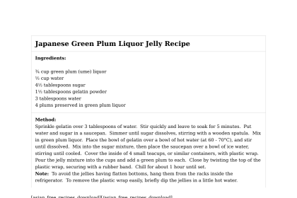 Japanese Green Plum Liquor Jelly Recipe