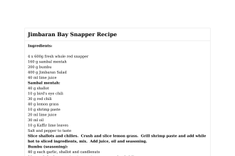 Jimbaran Bay Snapper Recipe