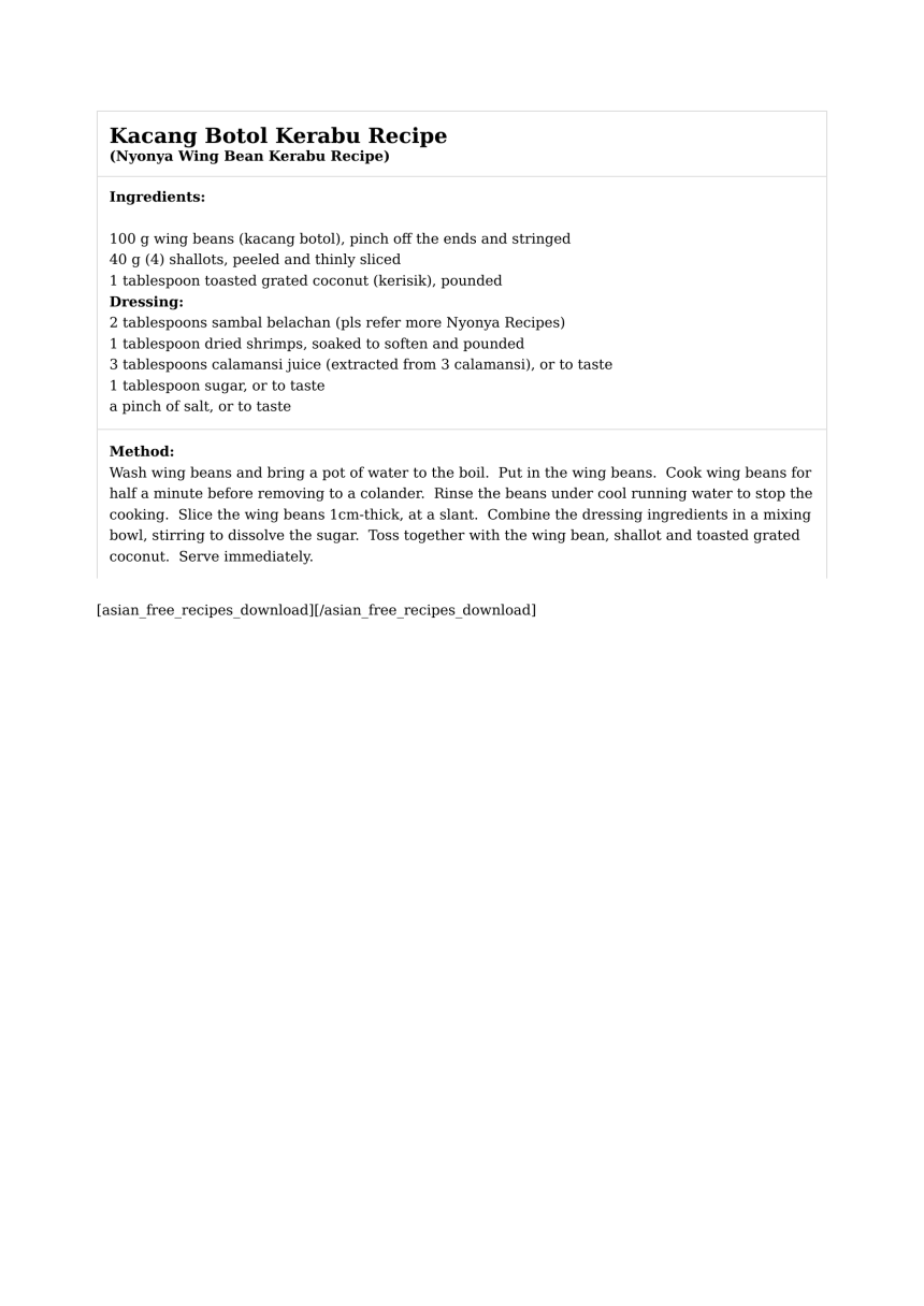 Kacang Botol Kerabu Recipe