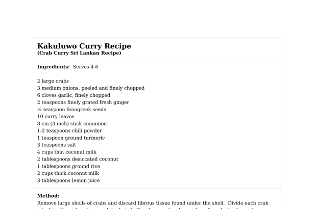 Kakuluwo Curry Recipe