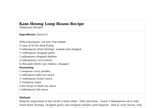 Kam Heong Long Beans Recipe
