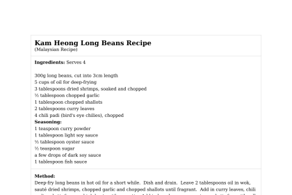 Kam Heong Long Beans Recipe