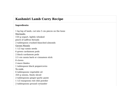 Kashmiri Lamb Curry Recipe