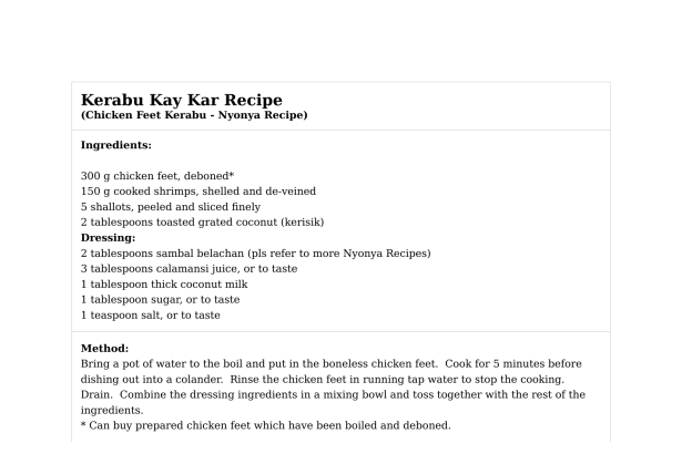 Kerabu Kay Kar Recipe