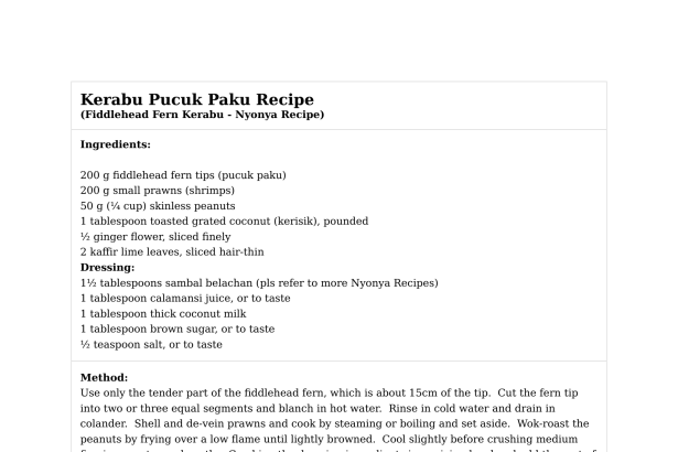 Kerabu Pucuk Paku Recipe