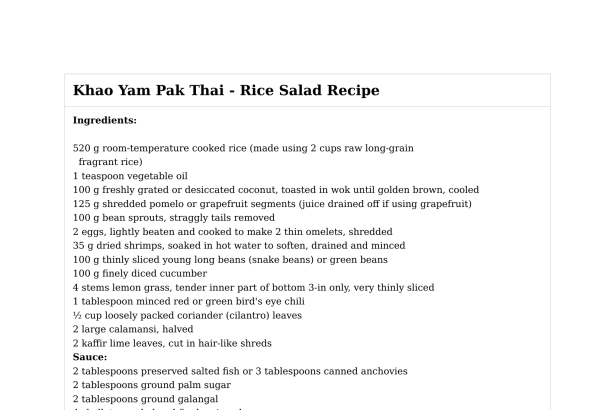 Khao Yam Pak Thai - Rice Salad Recipe